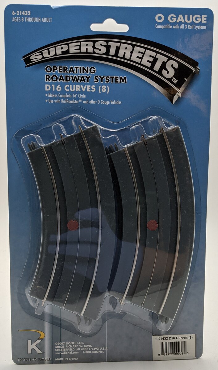 Lionel 6-21432 O SuperStreets D16 Curve Tracks (Pack of 8)