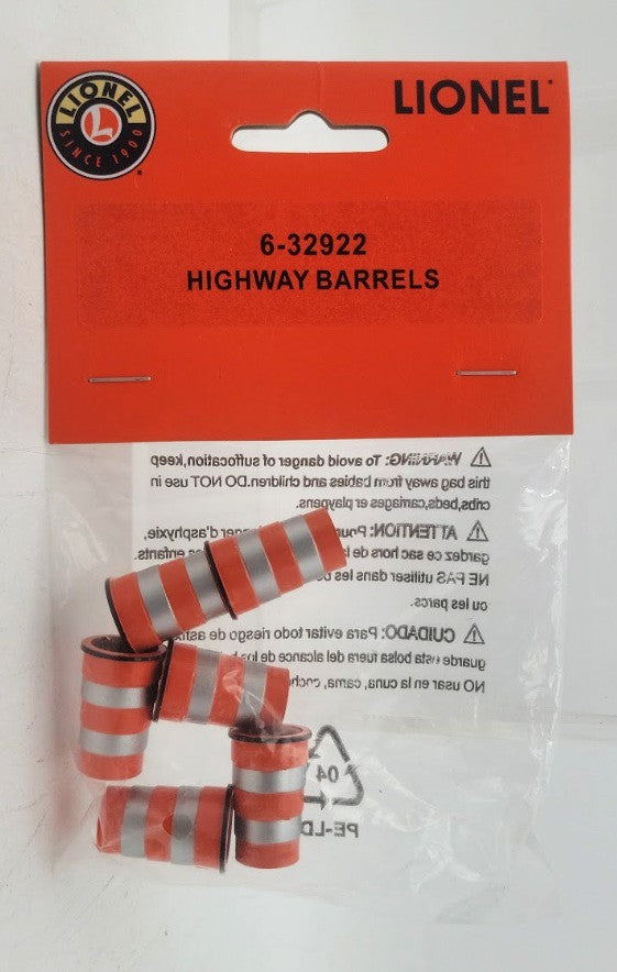 Lionel 6-32922 O Scale Construction Higway Barrels (Pack of 6)