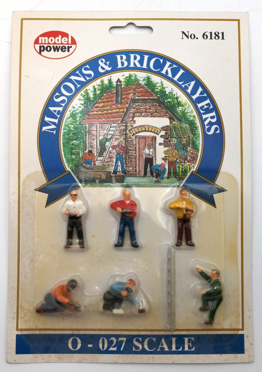 Model Power 6181 O and 0-27 Masons & Bricklayer Figures (Set of 6)