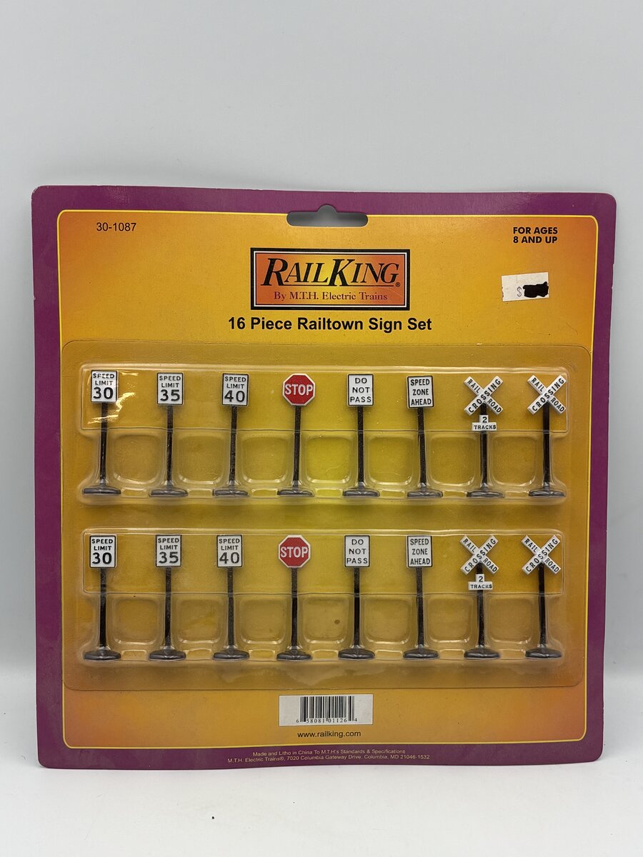 MTH 30-1087 O Scale RailKing Railtown Sign (Set of 16)
