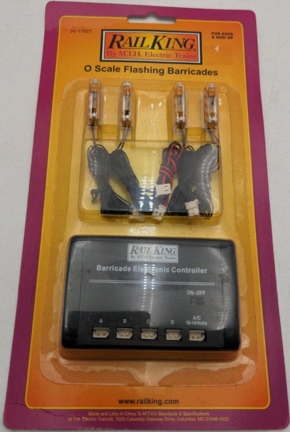 MTH 30-11021 O Scale RailKing Flashing Barricades (Pack of 4)