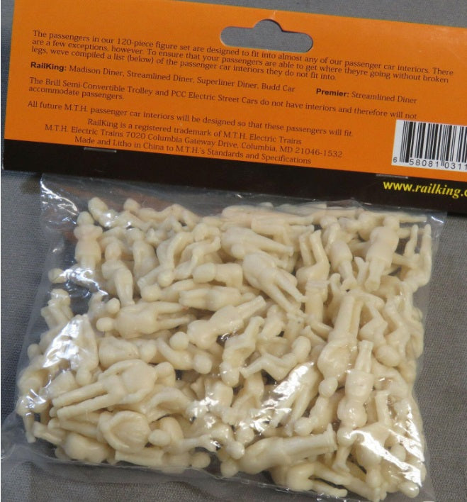 MTH 30-11043 RailKing O Undecorated Passenger Car Figure (Set of 120)