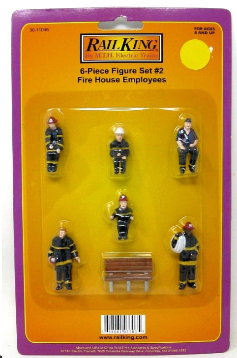 MTH 30-11046 O Scale RailKing Fire House Employee Set # 2 Figures (Set of 6)