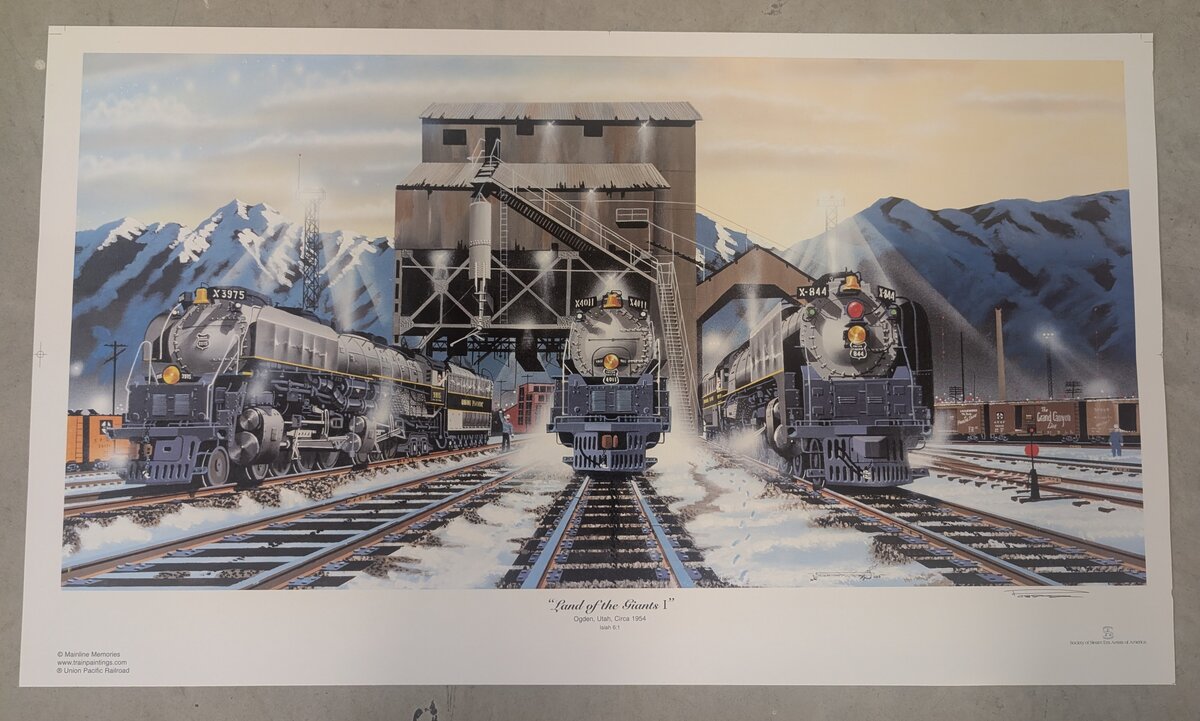Robert West 485 Union Pacific 'Land of the Giants I' Railroad Art Print - Signed
