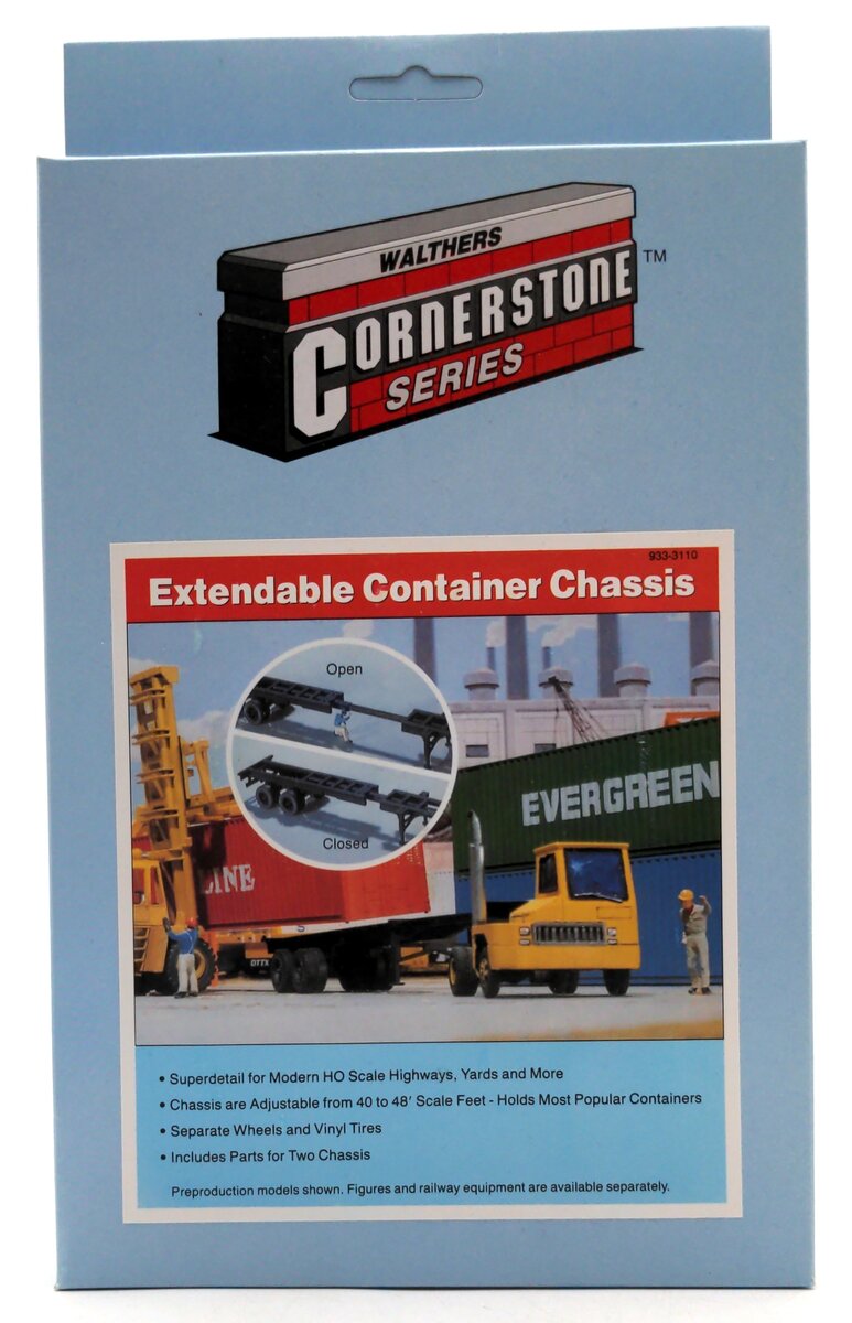 Walthers 933-3110 HO Scale Extendable Container Chassis Plastic Kit