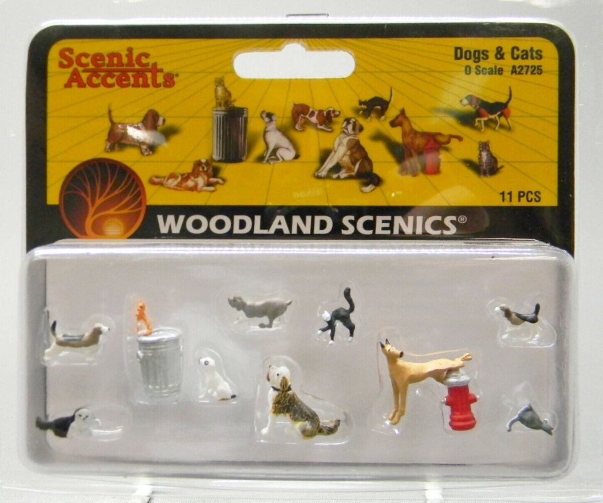 Woodland Scenics A2725 O Scenic Accents Dog & Cat Figures (Set of 12)