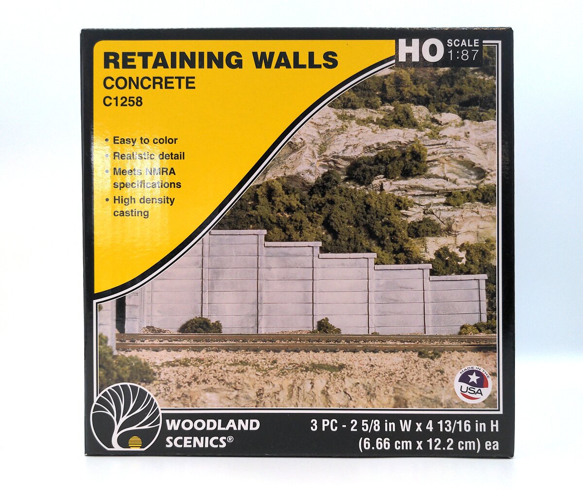 Woodland Scenics C1258 HO Concrete Retaining Walls (Box of 3)