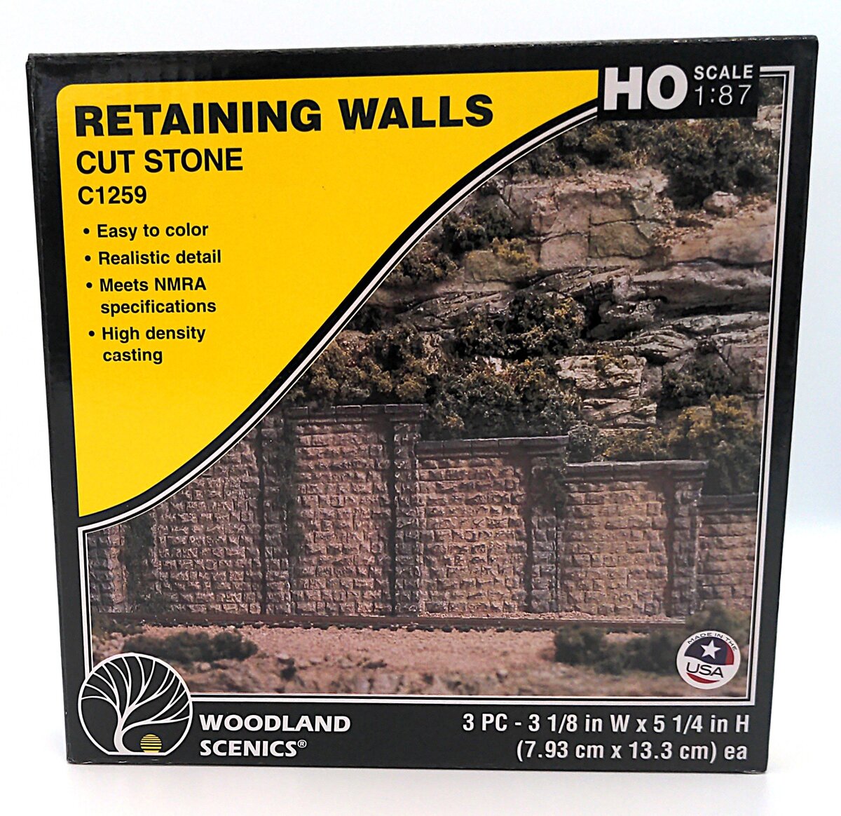 Woodland Scenics C1259 HO Scale Cut Stone Retaining Walls (Pack of 3)