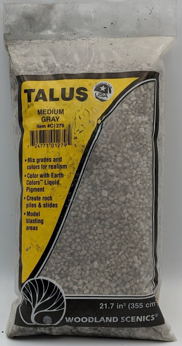 Woodland Scenics C1279 Medium Gray Talus 25 Cu. In. Rock Debris Bag