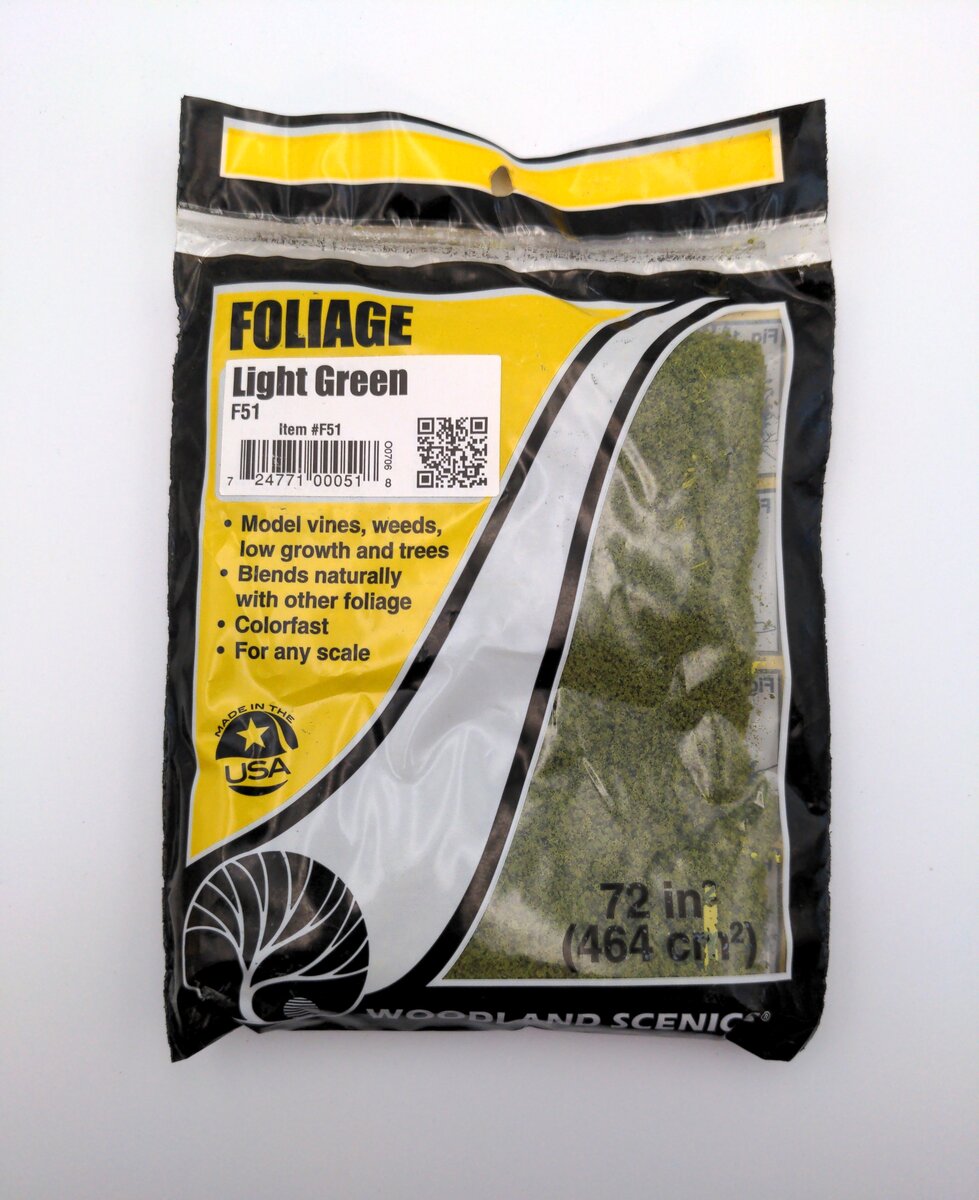 Woodland Scenics F51 Light Green Foliage 60 Sq. In.