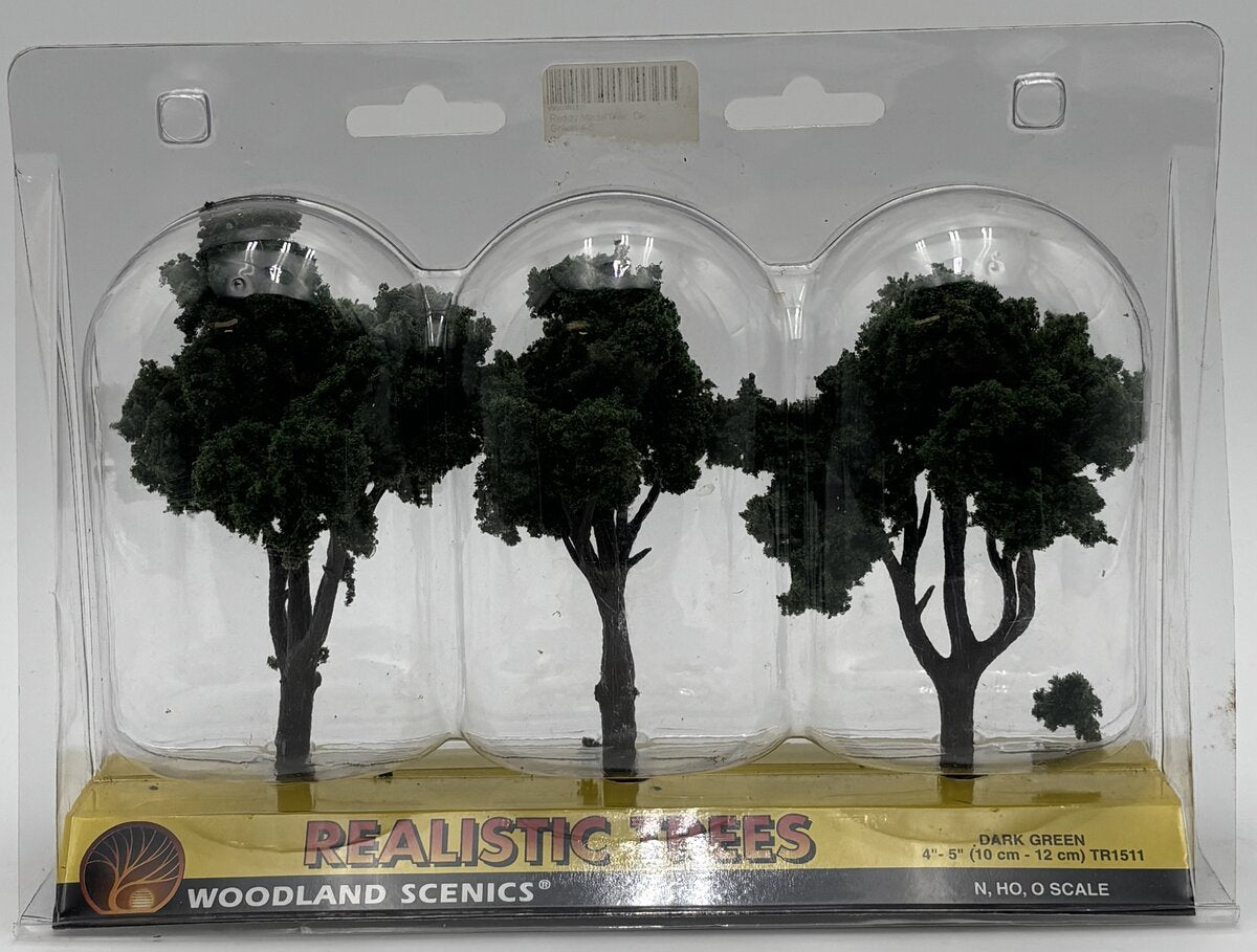 Woodland Scenics TR1511 4" - 5" Dark Green Realistic Trees (Pack of 3)