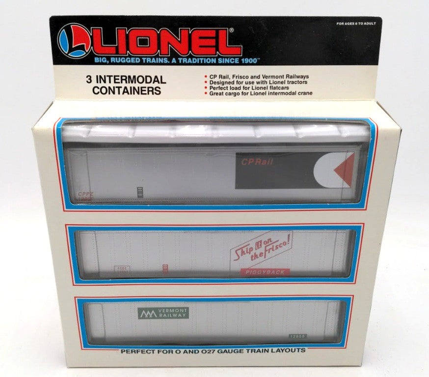 Lionel 6-12855 O / O27 Gauge Intermodal Containers (Set of 3) LN/Box