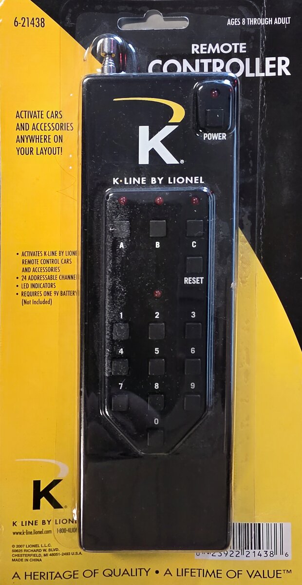 Lionel K-Line 6-21438 Operating Car Handheld Remote Controller