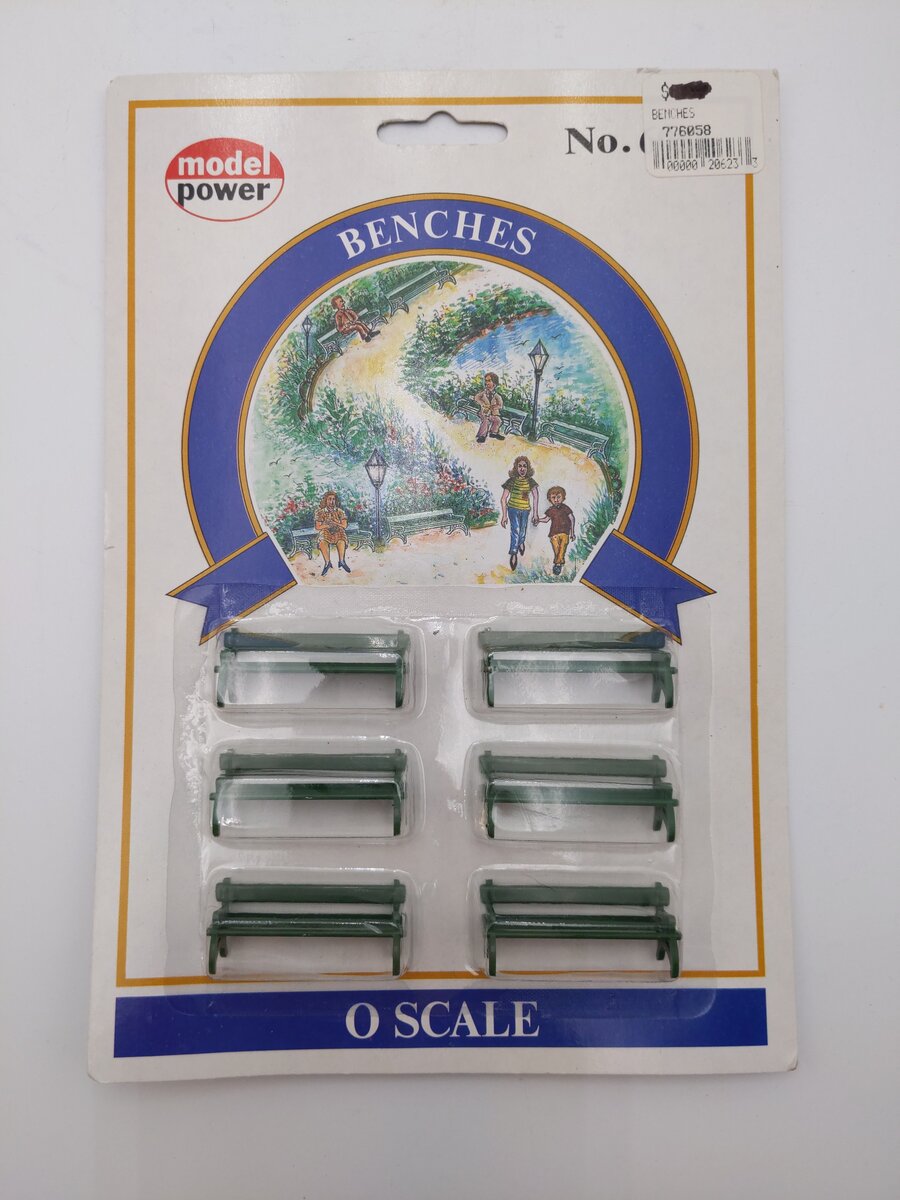 Model Power 6058 O And 027 Scale Green Plastic Park Benches (Set of 6)