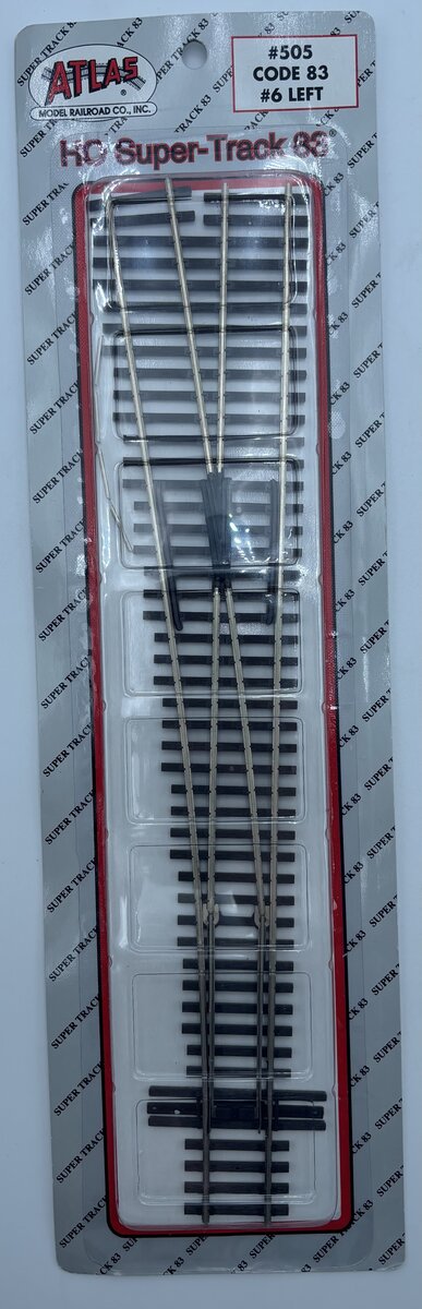 Atlas 0505 HO Code 83 Nickel Silver #6 Super Track Left Hand Switch Turnout