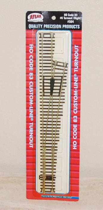 Atlas 564 HO Code 83 Nickel Silver Rail #6 Right Hand Switch Turnout