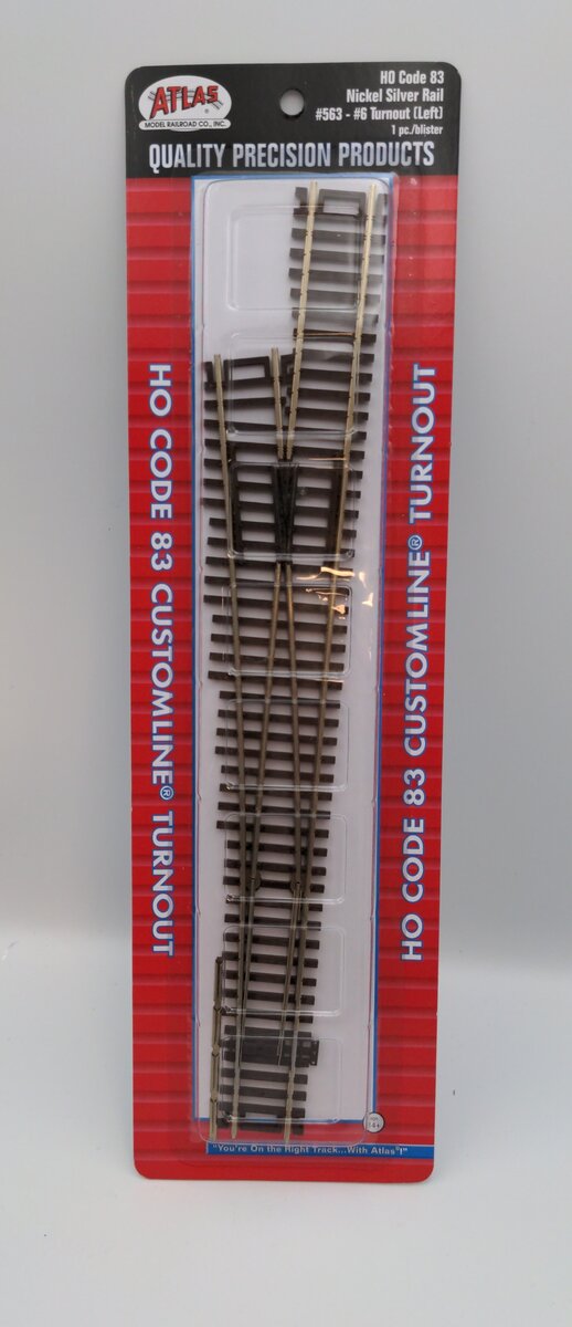 Atlas 0563 HO Code 83 Nickel Silver Rail # 6 Left Hand Switch Turnout