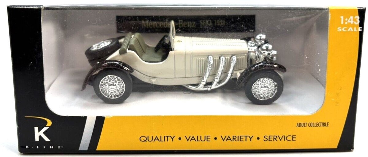 K-Line Kruisers 48008 1:43 Cream 1931 Mercedes-Benz SSKL Diecast Car