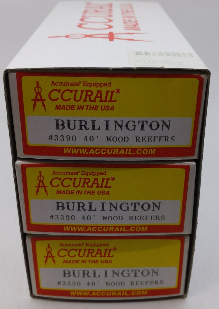 Accurail 3390 HO Burlington 40' Wood reefer Kits 3pk