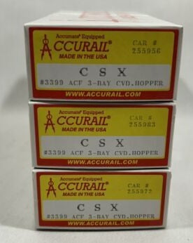 Accurail 3399 HO Scale CSX ACF 3-Bay Covered Hopper Kit (Set of 3)