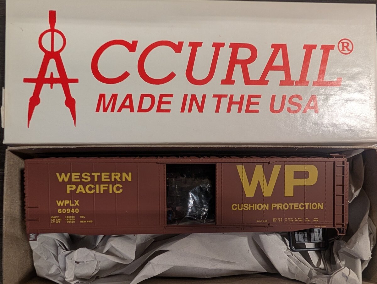 Accurail 5107 HO Scale Western Pacific 50' Plug Door Boxcar # 60940 Kit