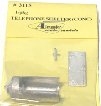 Alexander Scale 3115 HO Scale Concrete Telephone Shelter Metal Kit