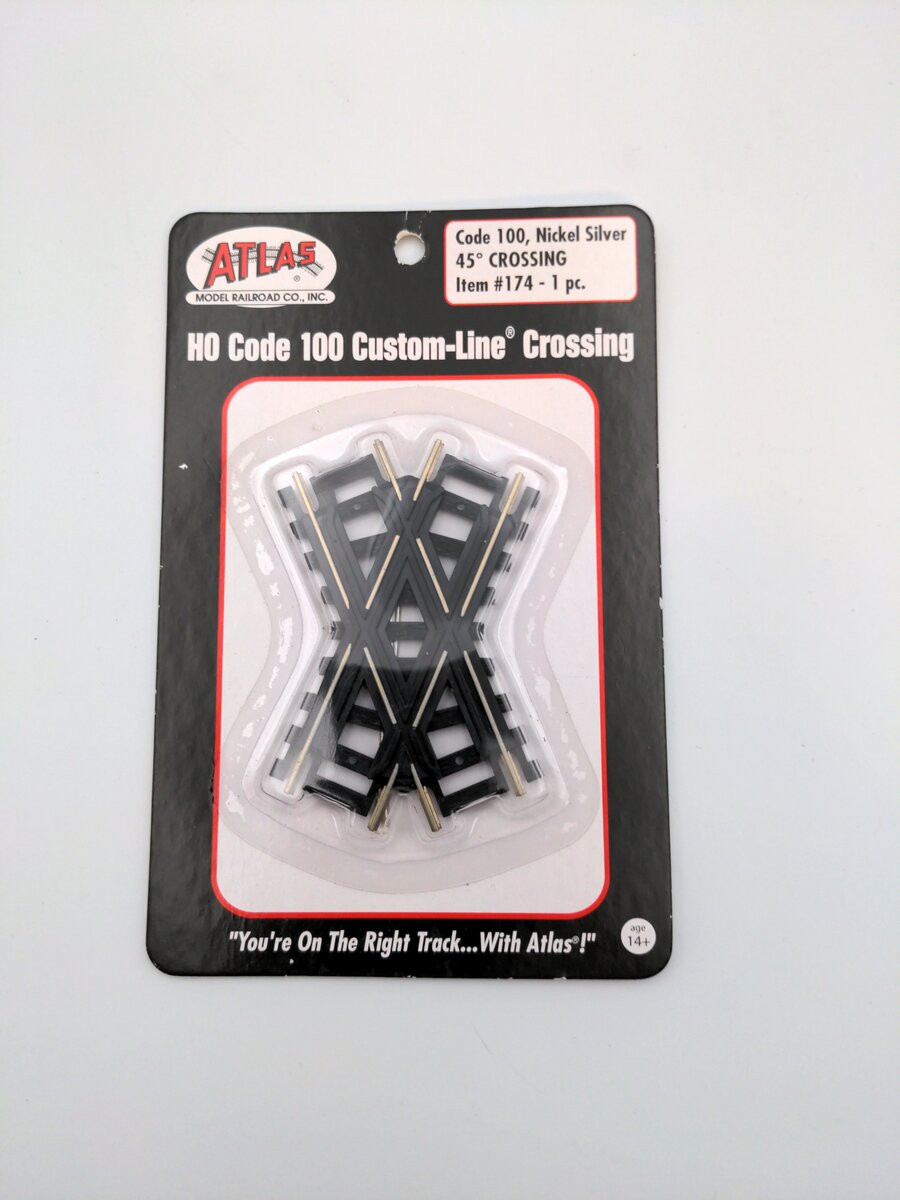 Atlas 0174 HO Custom-Line Code 100 Nickel Silver 45° Crossing Track