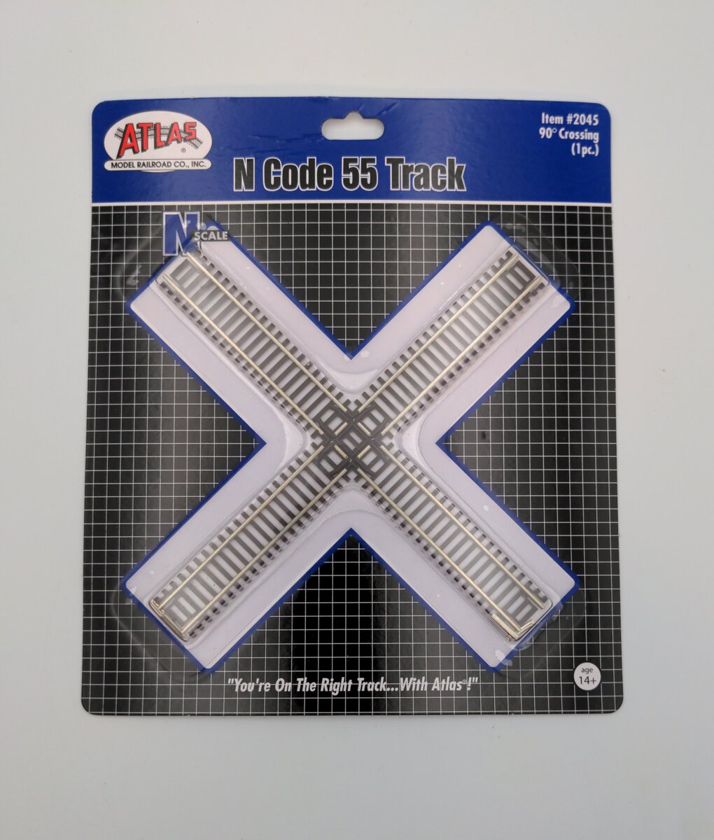 Atlas 2045 N Code 55 Nickel Silver 90" Degree Crossing Track