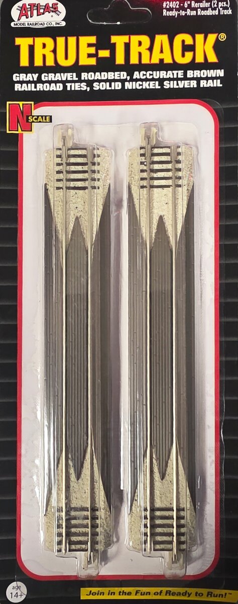 Atlas 2402 N Code 65 True Track 6" Rerailer (Pack of 2)