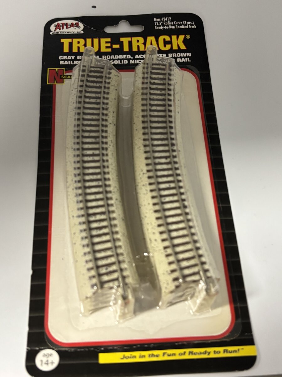 Atlas 2412 N Code 65 Nickel Silver 12-1/2" Radius 22.5° Curved True-Track