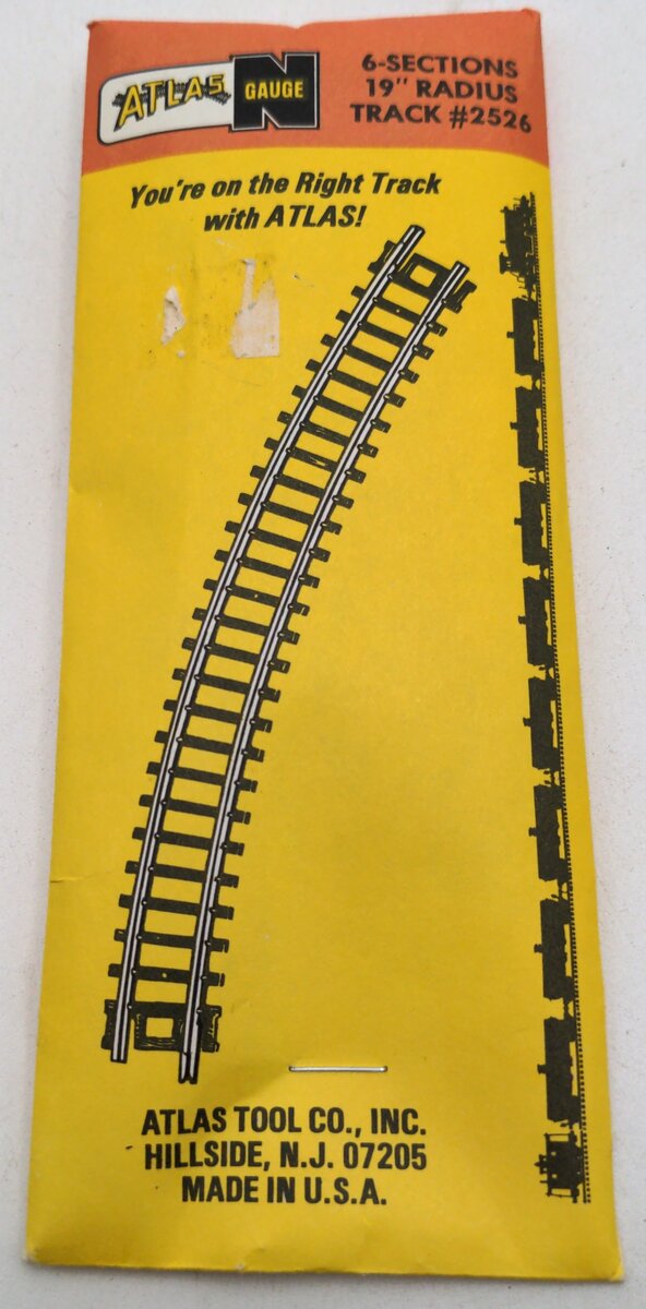 Atlas 2526 N Code 80 Nickel Silver 19" Radius Curved Snap-Track (Pack of 6)