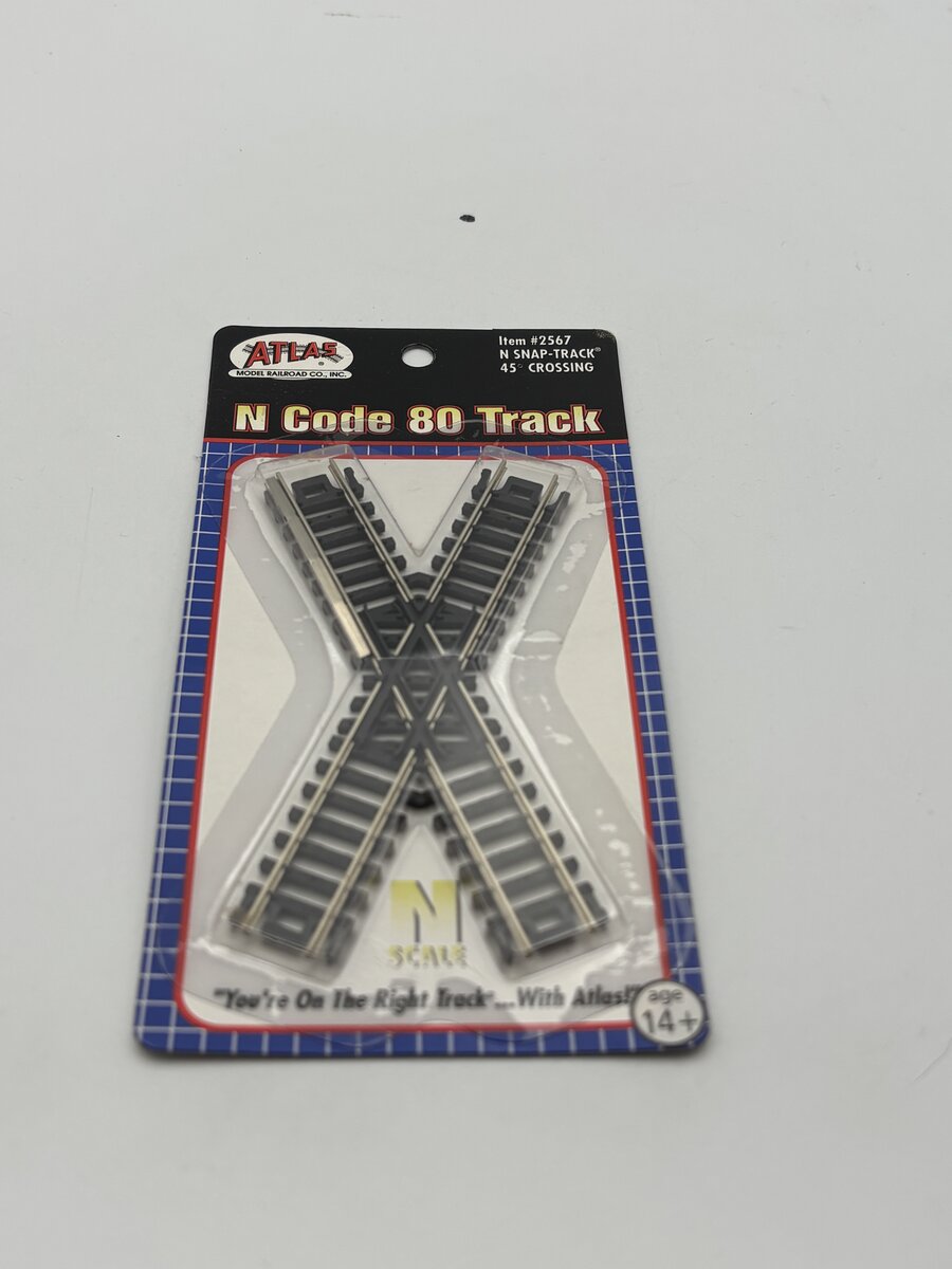 Atlas 2567 N Code 80 Nickel Silver 45° Crossing Track