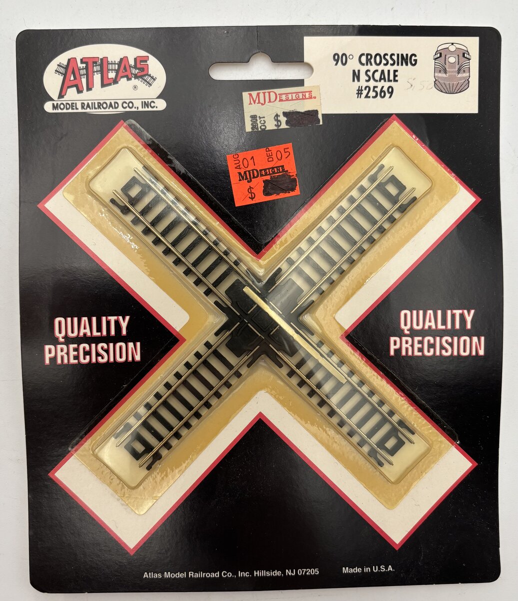 Atlas 2569 N Scale Code 80 Nickel Silver 90° Crossing Track