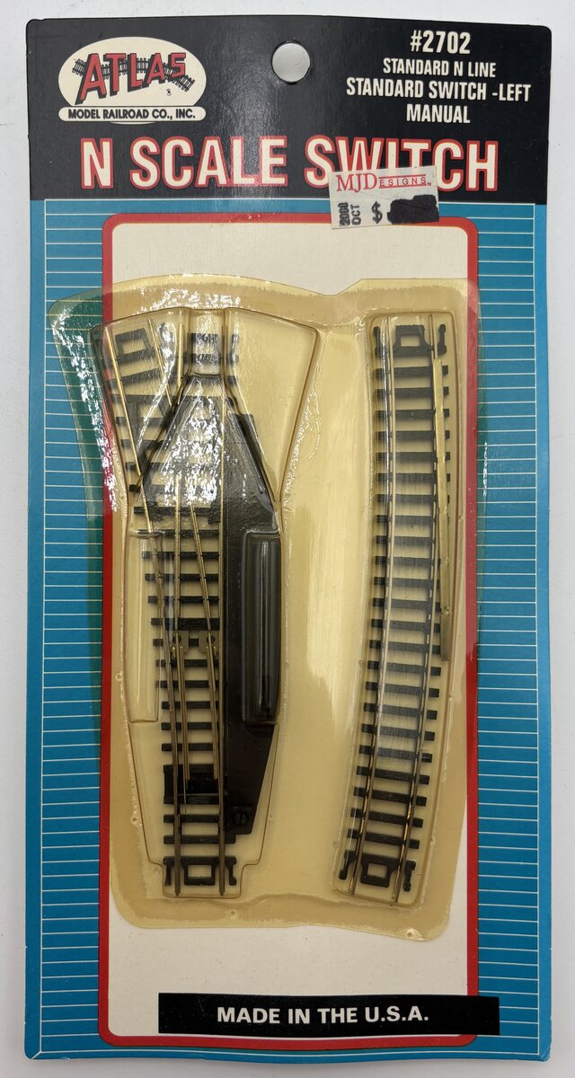 Atlas 2702 N Code 80 Nickel Silver Manual Left Hand #4 Standard Switch Turnout