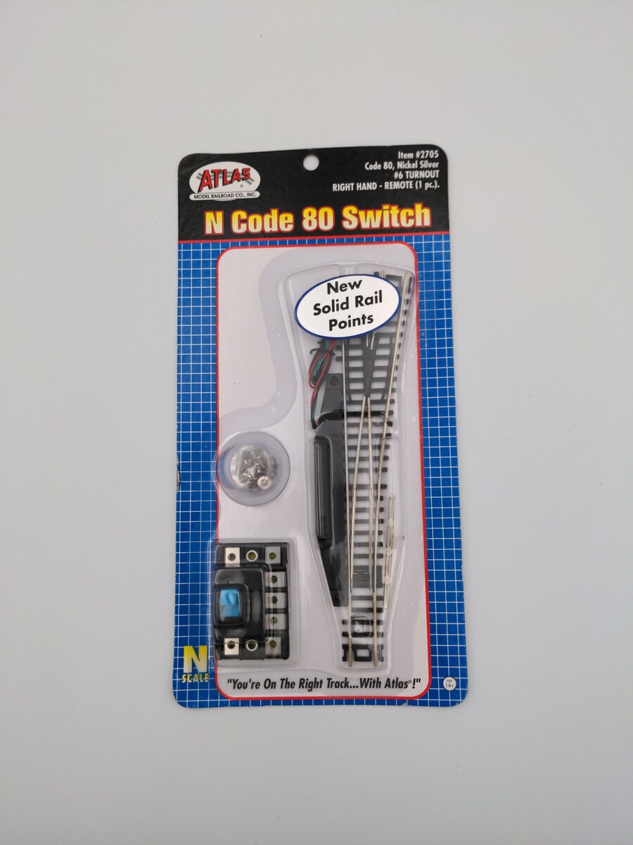 Atlas 2705 N Code 80 Nickel Silver Right Hand #6 Remote Switch Turnout