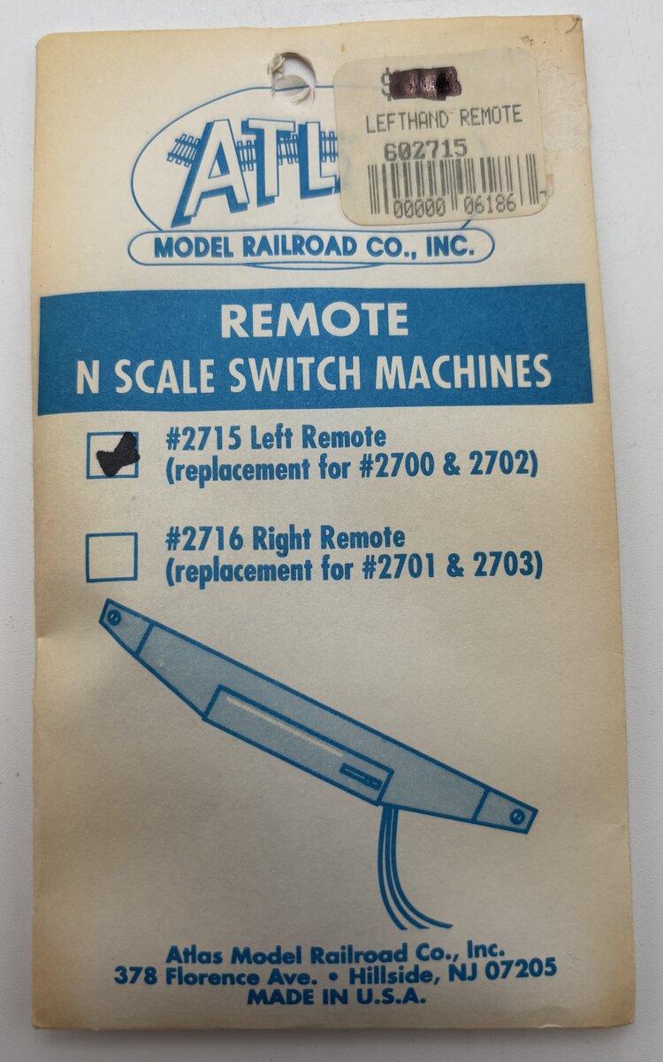 Atlas 2715 N Scale Left Hand Remote Switch Machine