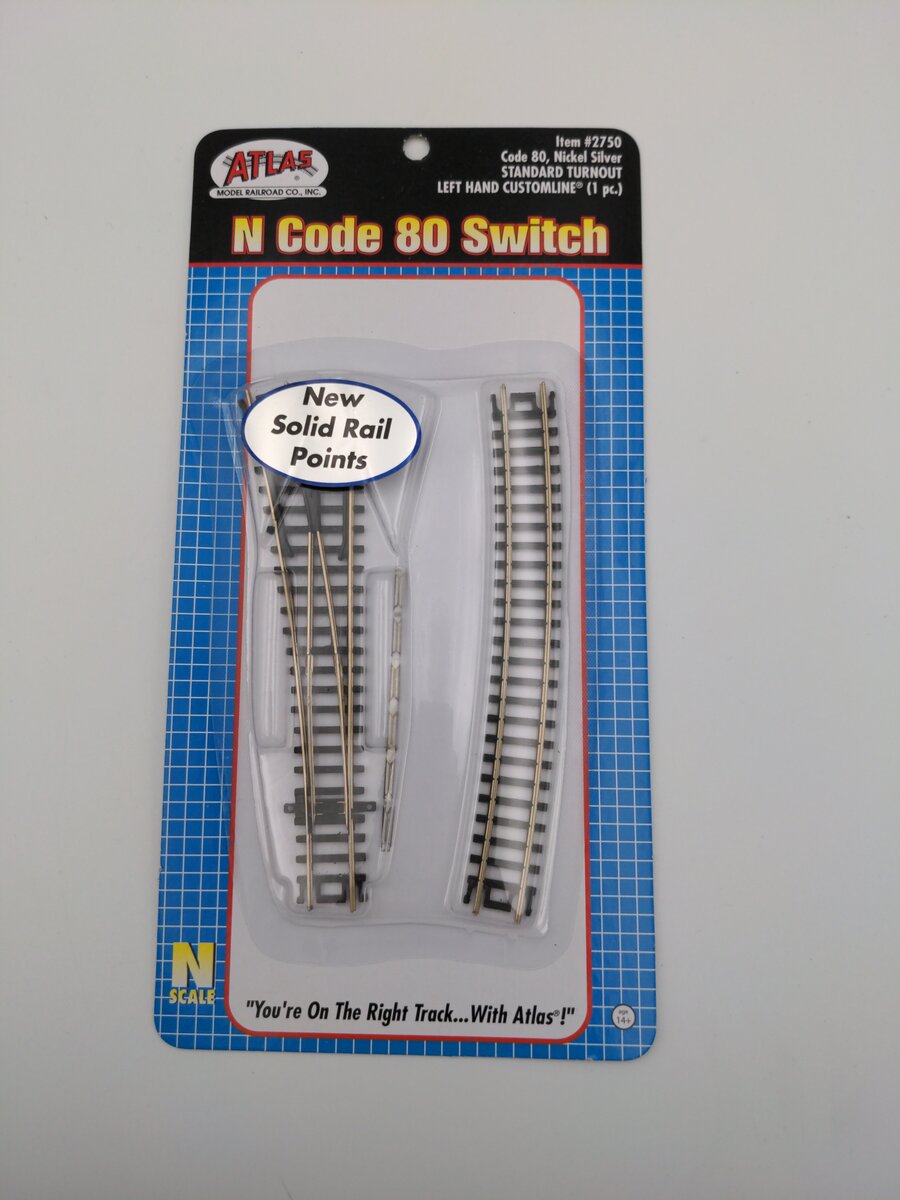 Atlas 2750 N Code 80 Nickel Silver #4 Track Custom Left Hand Switch Turnout