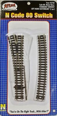 Atlas 2750 N Code 80 Nickel Silver #4 Track Custom Left Hand Switch Turnout