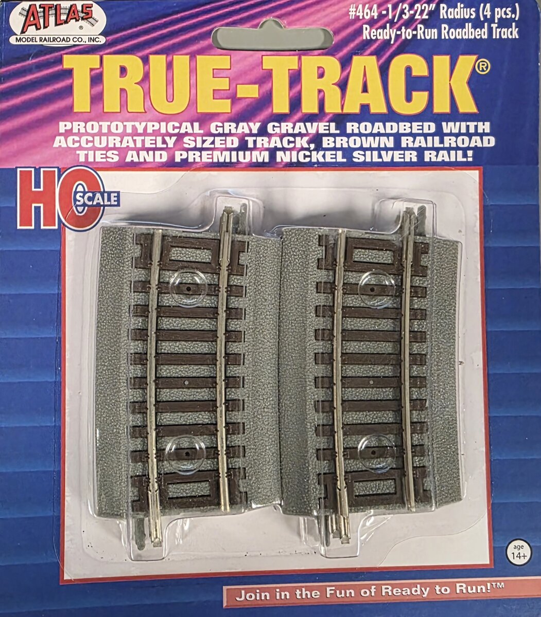 Atlas 0464 HO Code 83 1/3-22" Radius Curved True-Track (Pack of 4)