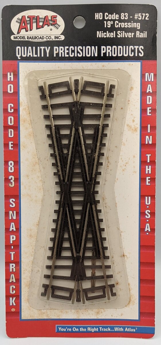 Atlas 0572 HO Code 83 Nickel Silver Rail 19° Crossing Track