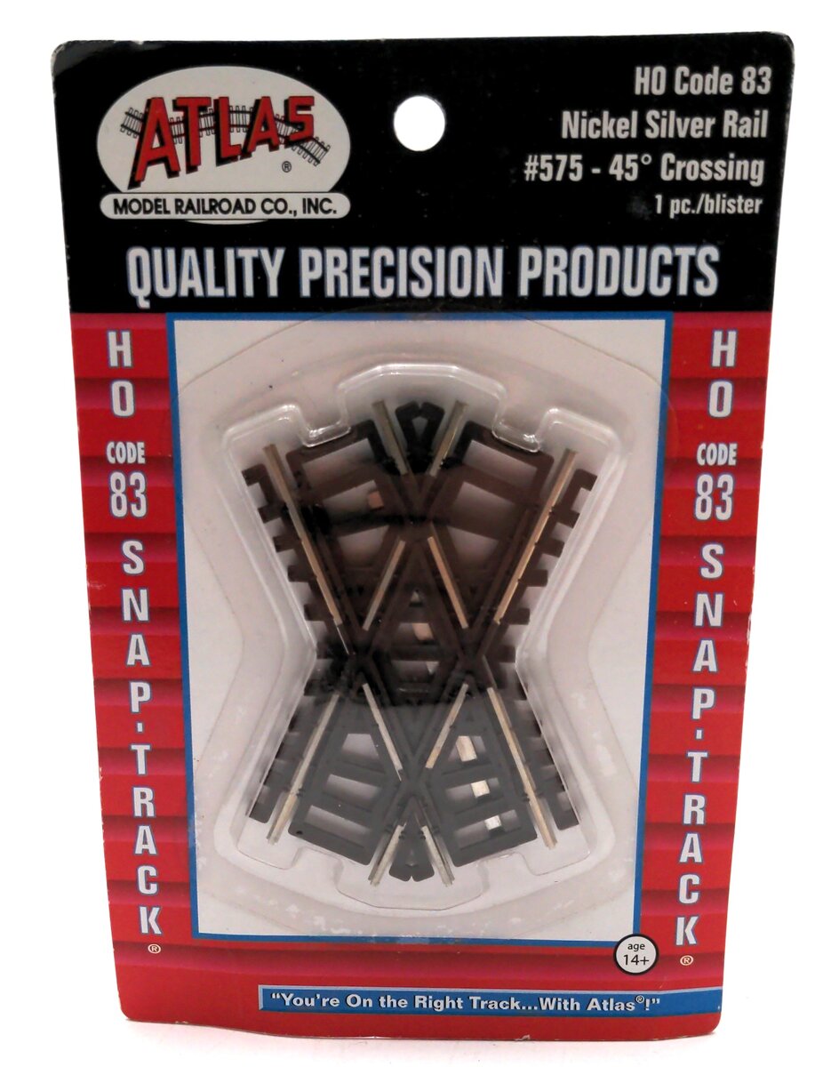 Atlas 0575 HO Code 83 Nickel Silver Rail 45° Crossing Track