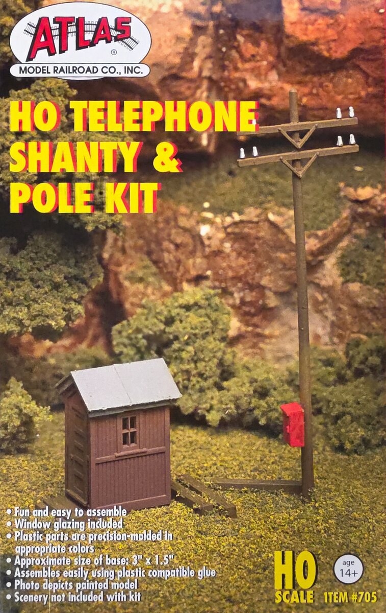 Atlas 0705 HO Telephone Shanty & Pole Plastic Kit