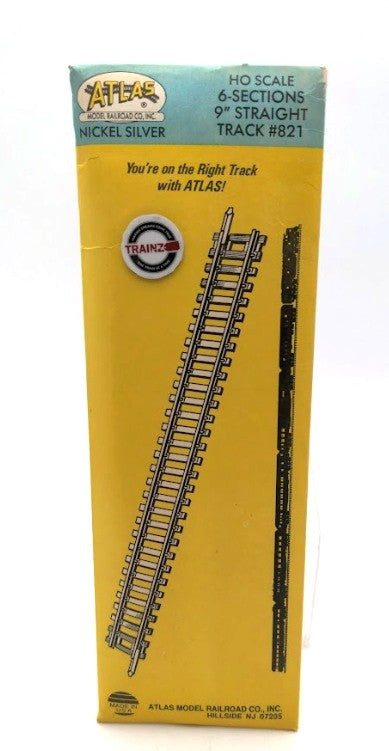 Atlas 0821 HO Scale Code 100 Nickel Silver 9" Straight Snap Track (Pack of 6)