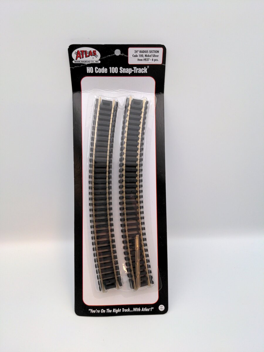 Atlas 837 Code 100 24" Radius Curve Track Sections (Pack of 6)