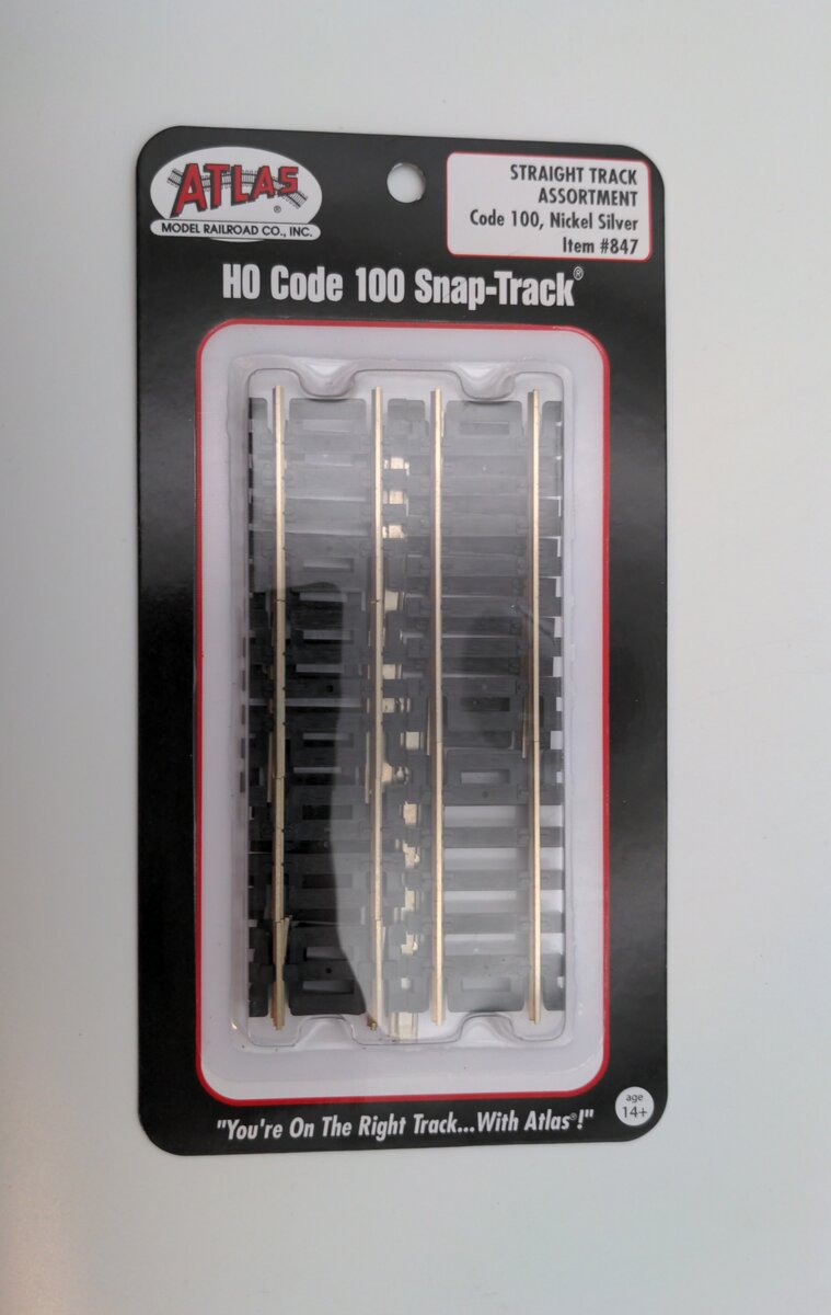 Atlas 0847 HO Code 100 Nickel Silver Straight Snap-Track Assortment