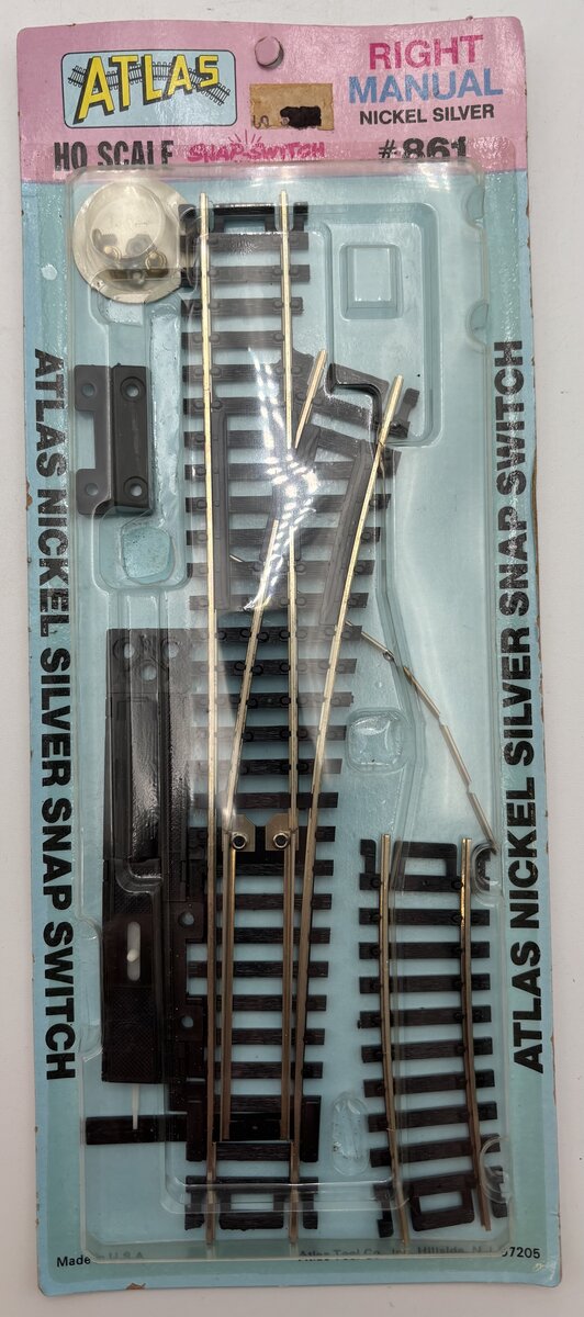Atlas 0861 HO Scale Code 100 Nickel Silver Right Hand Manual Snap Switch Turnout