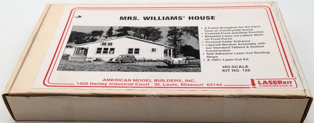 American Model Builders 126 HO Scale Laser Art Mrs. Williams House Kit