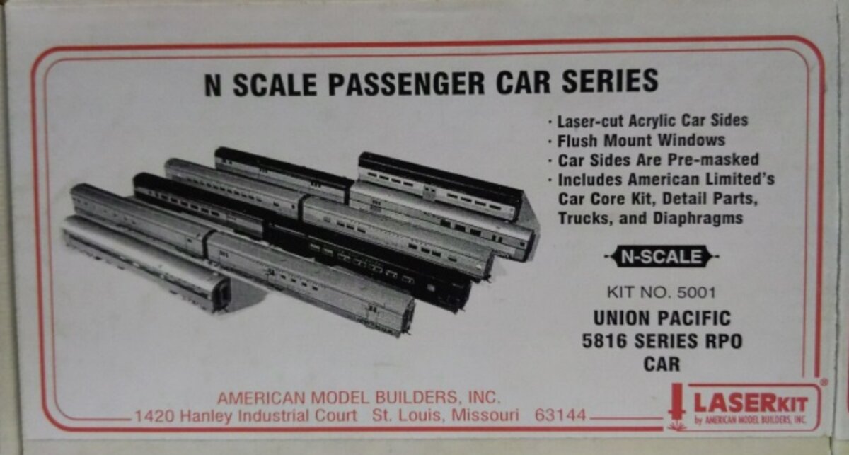 American Model Builders 5001 N Union Pacific RPO Car #5816 Laser Art Kit