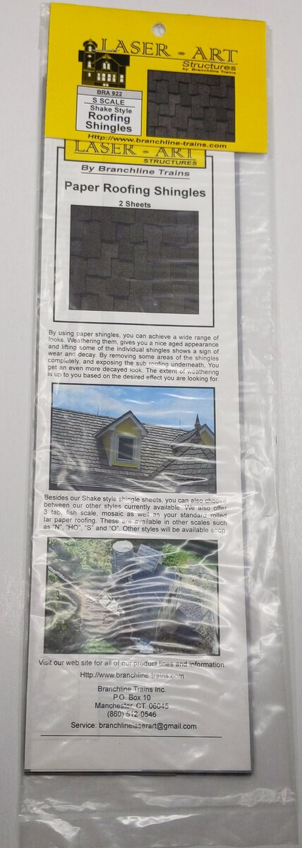 Branchline Trains 922 S Scale Shake Style Roofing Shingles