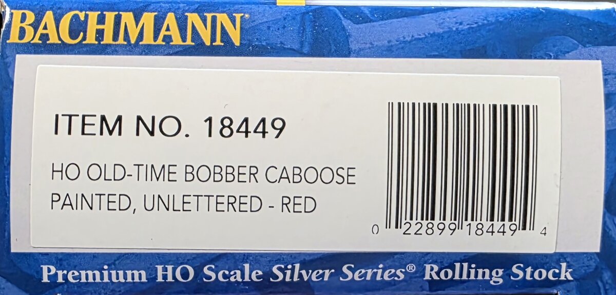 Bachmann 18449 HO Scale Unlettered Wood 4-Wheel Bobber Caboose (Red) LN/Box